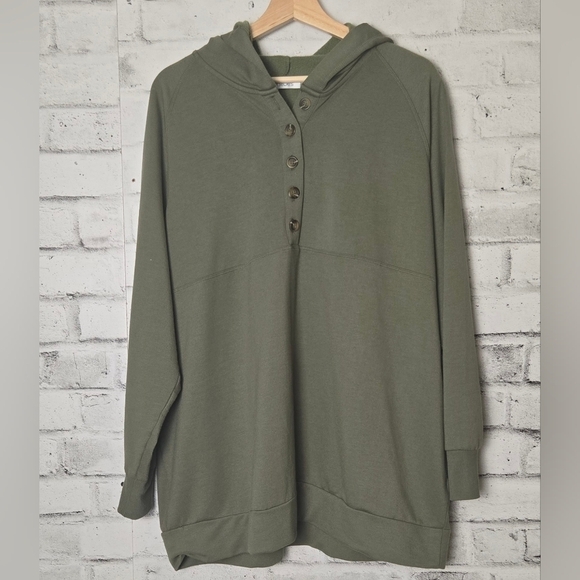Ricki’s Olive Green Button Front Hoodie Soft Casual Sweatshirt - Size XXL - Picture 4 of 11